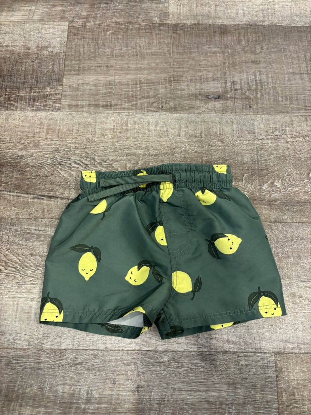H&M Green Swim Trunks with Yellow Lemon Print